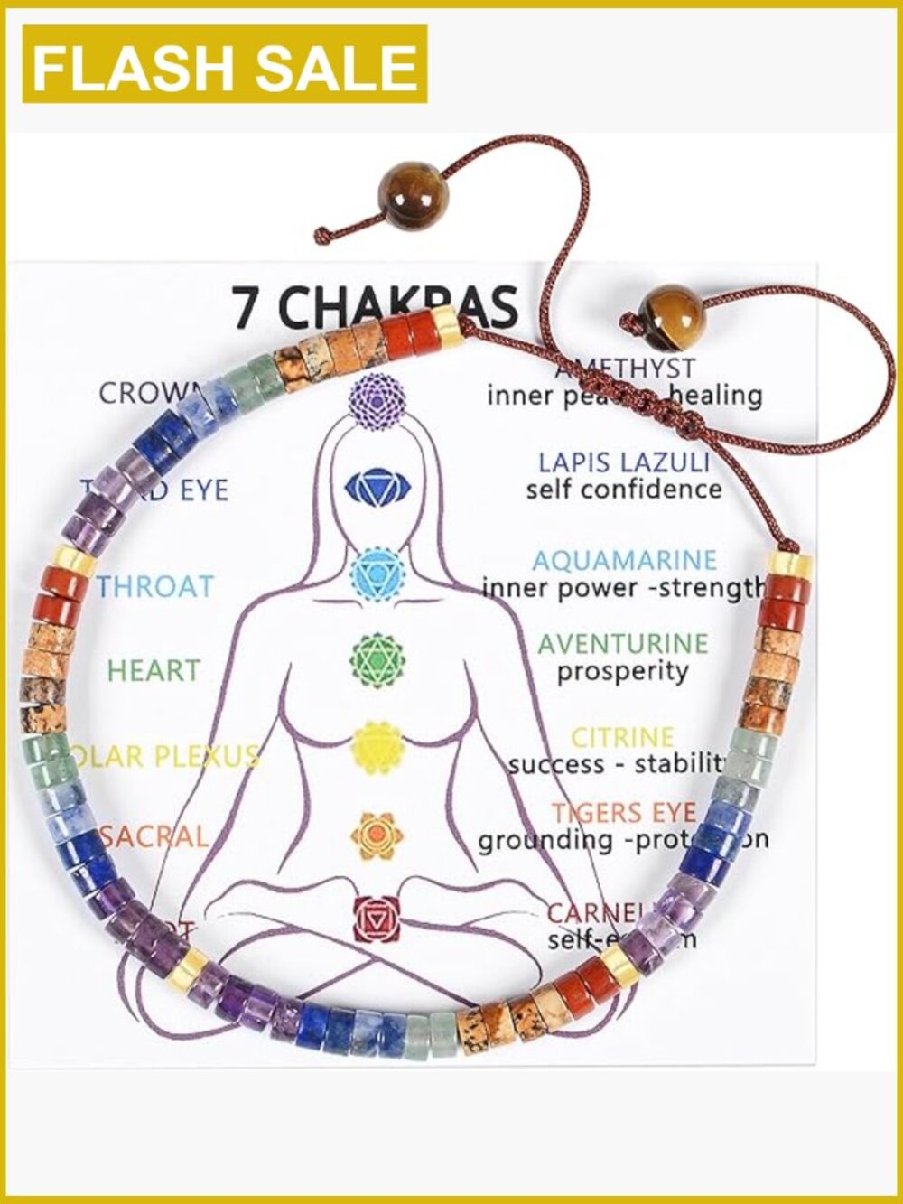 7 Chakra Crystal Bracelet for Women, Healing Stones Bracelet, Spiritual Gift